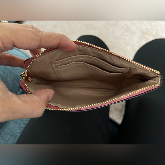 Coach 2 piece matching bag set wristlet & pencil case logo w pink heart stripe - Picture 4 of 9